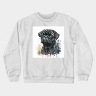 Black Pug Watercolour Style Painting Crewneck Sweatshirt